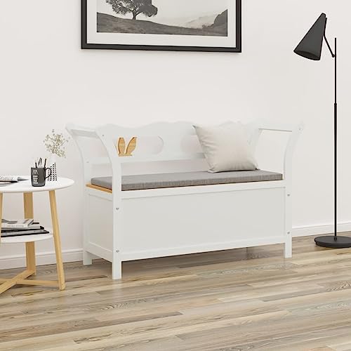 QJBSAVVA Sitzbank aus massivem Tannenholz mit Stauraum Weiß 107x45x75,5 cm Praktische Schuhbank für Flur Eingangsbereich und Wohnraum QJBSAVVA Sitzbank aus massivem Tannenholz mit Stauraum Weiß 107x45x75,5 cm Praktische Schuhbank für Flur Eingangsbereich und Wohnraum von QJBSAVVA