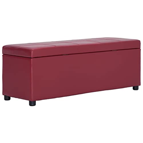 QJBSAVVA Sitzbank mit Stauraum 116 cm Weinrot Kunstleder Polsterbank für Flur Wohnzimmer und Schlafzimmer Modernes Design von QJBSAVVA