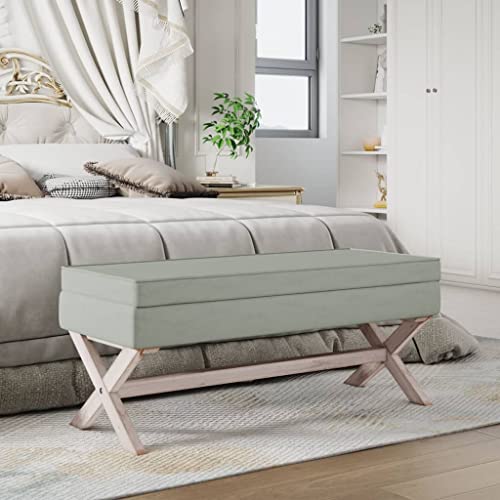 QJBSAVVA Sitzhocker mit Stauraum aus weichem Samt 110x45x49 cm Französischer Vintage Stil mit Holzfüßen für Flur Schlafzimmer und Essbereich von QJBSAVVA