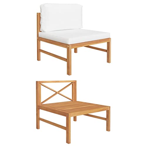 QJBSAVVA Sofa Mittelteil Teak Massivholz mit Cremeweißen Kissen 63 x 66 x 60 cm Gartensofa Outdoor Lounge Möbel für Garten Terrasse Balkon QJBSAVVA Sofa Mittelteil Teak Massivholz mit Cremeweißen Kissen 63 x 66 x 60 cm Gartensofa Outdoor Lounge Möbel für Garten Terrasse Balkon von QJBSAVVA
