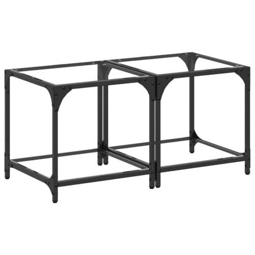 QJBSAVVA Sofa Table Konsolentisch Wohnzimmer Möbel Gartentisch - Couchtische mit Glasplatte 2 STK. Transparent 40x40x40 cm Stahl für Wohnzimmer Küche Balkon Garten von QJBSAVVA