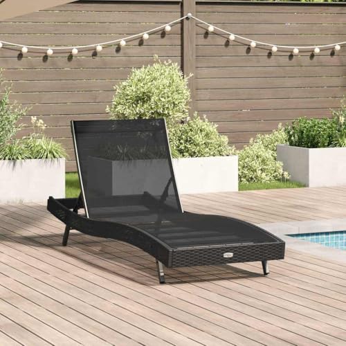 QJBSAVVA Sonnenliege Schwarz Moderner Liegestuhl aus Poly Rattan mit Verstellbarer Rückenlehne und UV-beständigem Textilene-Gewebe 70 x 198 x 82 cm Robust & Faltbar für Garten Terrasse und Poolbereich QJBSAVVA Sonnenliege Schwarz Moderner Liegestuhl aus Poly Rattan mit Verstellbarer Rückenlehne und UV-beständigem Textilene-Gewebe 70 x 198 x 82 cm Robust & Faltbar für Garten Terrasse und Poolbereich von QJBSAVVA