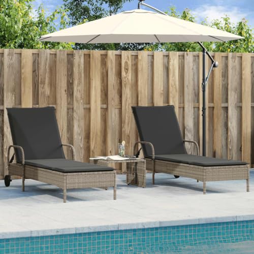 QJBSAVVA Sonnenliege Set 2 Stück Hellgrau PE Rattan mit Verstellbarer Rückenlehne und Rollen Bequeme Gartenliegen für Strand Balkon und Terrasse QJBSAVVA Sonnenliege Set 2 Stück Hellgrau PE Rattan mit Verstellbarer Rückenlehne und Rollen Bequeme Gartenliegen für Strand Balkon und Terrasse von QJBSAVVA