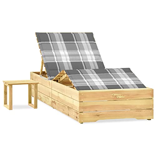 QJBSAVVA Sonnenliege aus imprägniertem Kiefernholz mit Verstellbarer Rückenlehne und Fußstütze inklusive Tisch und Grauer Auflage 198 x 90 cm Robust & Wetterfest für Garten Balkon und Terrasse QJBSAVVA Sonnenliege aus imprägniertem Kiefernholz mit Verstellbarer Rückenlehne und Fußstütze inklusive Tisch und Grauer Auflage 198 x 90 cm Robust & Wetterfest für Garten Balkon und Terrasse von QJBSAVVA