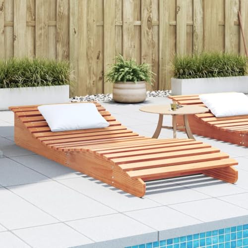 QJBSAVVA Sonnenliege aus massivem Kiefernholz 205 x 80 x 31.5 cm Wachsbraun Robuste Gartenliege mit ergonomischer S Form Liegefläche für Pool Terrasse und Balkon von QJBSAVVA