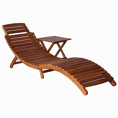 QJBSAVVA Sonnenliege mit Beistelltisch aus massivem Akazienholz Braun 184 x 55 x 64 cm Wetterfest & Klappbar für Garten Terrasse und Balkon QJBSAVVA Sonnenliege mit Beistelltisch aus massivem Akazienholz Braun 184 x 55 x 64 cm Wetterfest & Klappbar für Garten Terrasse und Balkon von QJBSAVVA