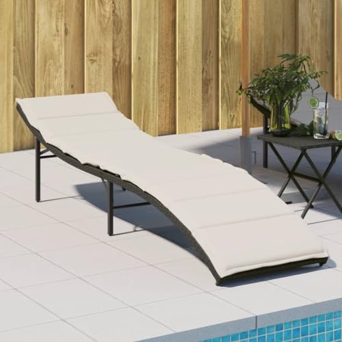 QJBSAVVA Sonnenliege mit Kissen Schwarz PE Rattan Gartenliege 55 x 199 x 50 cm Verstellbare Rückenlehne Wetterbeständig & Hochbelastbar bis 110 kg für Garten Balkon und Terrasse QJBSAVVA Sonnenliege mit Kissen Schwarz PE Rattan Gartenliege 55 x 199 x 50 cm Verstellbare Rückenlehne Wetterbeständig & Hochbelastbar bis 110 kg für Garten Balkon und Terrasse von QJBSAVVA