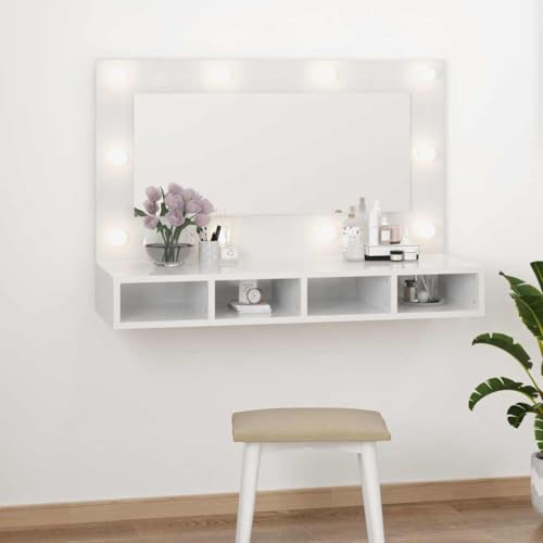 QJBSAVVA Spiegelschrank mit LED Beleuchtung Hochglanz Weiß 90 x 31,5 x 62 cm Badezimmerschrank mit 4 Fächern und USB Stromversorgung für optimales Makeup und Stauraum QJBSAVVA Spiegelschrank mit LED Beleuchtung Hochglanz Weiß 90 x 31,5 x 62 cm Badezimmerschrank mit 4 Fächern und USB Stromversorgung für optimales Makeup und Stauraum von QJBSAVVA
