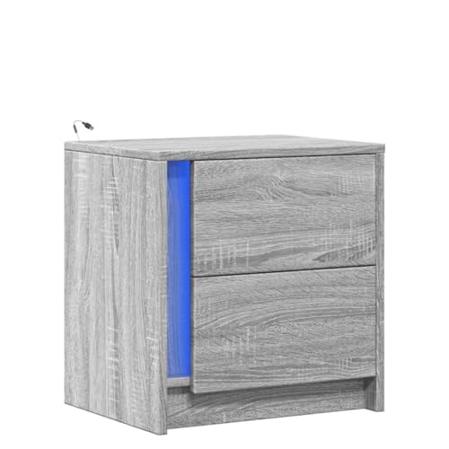QJBSAVVA Spind Schrank Beistelltisch Couch Nachtkasten Side Table Bedroom - Nachttische mit LED-Leuchten 2 STK. Grau Sonoma Holzwerkstoff für Wohnzimmer Schlafzimmer Balkon Badezimmer QJBSAVVA Spind Schrank Beistelltisch Couch Nachtkasten Side Table Bedroom - Nachttische mit LED-Leuchten 2 STK. Grau Sonoma Holzwerkstoff für Wohnzimmer Schlafzimmer Balkon Badezimmer von QJBSAVVA