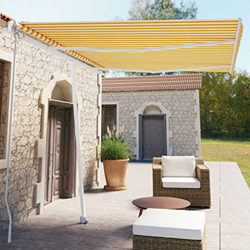 QJBSAVVA Standmarkise 350x250 cm Gelb Weiß Freistehende Markise mit 360° Drehfunktion UV Schutz und Wetterbeständig für Terrasse Garten und Balkon QJBSAVVA Standmarkise 350x250 cm Gelb Weiß Freistehende Markise mit 360° Drehfunktion UV Schutz und Wetterbeständig für Terrasse Garten und Balkon von QJBSAVVA