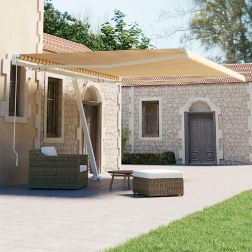 QJBSAVVA Standmarkise 450 x 300 cm Gelb Weiß Freistehende Markise mit 360 Grad Drehfunktion UV und Wasserbeständig für Terrasse Balkon Garten QJBSAVVA Standmarkise 450 x 300 cm Gelb Weiß Freistehende Markise mit 360 Grad Drehfunktion UV und Wasserbeständig für Terrasse Balkon Garten von QJBSAVVA