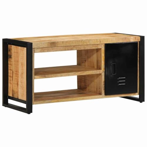 QJBSAVVA Stauraumbank aus Mangoholz 100x40x50 cm mit Metallrahmen Rustikales Design für Flur Wohnzimmer und Schlafzimmer QJBSAVVA Stauraumbank aus Mangoholz 100x40x50 cm mit Metallrahmen Rustikales Design für Flur Wohnzimmer und Schlafzimmer von QJBSAVVA