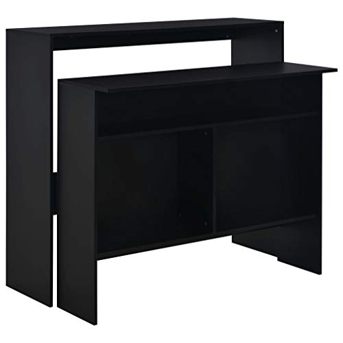 QJBSAVVA Stehtisch Schwarz aus Holzwerkstoff 130 x 40 x 120 cm Moderner Bartisch mit 2 Tischplatten Langlebig und Stabil für Wohnzimmer Balkon oder Outdoor QJBSAVVA Stehtisch Schwarz aus Holzwerkstoff 130 x 40 x 120 cm Moderner Bartisch mit 2 Tischplatten Langlebig und Stabil für Wohnzimmer Balkon oder Outdoor von QJBSAVVA