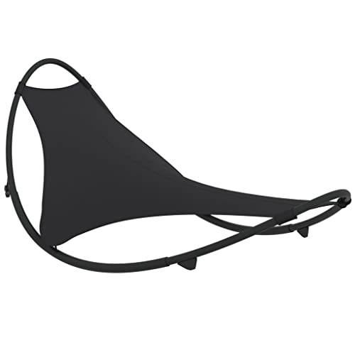 QJBSAVVA Strandstuhl Gartenliegen Relaxliege Outdoor Loungesessel - Schaukelliege mit Rollen Stahl & Textilene Schwarz für Garden Outdoor Terasse Strand von QJBSAVVA