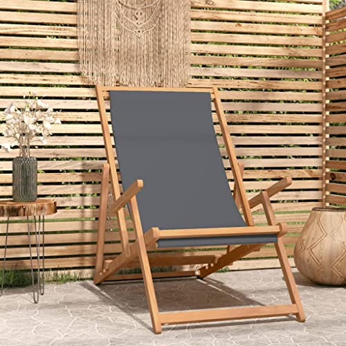 QJBSAVVA Strandstuhl Klappbar aus Massivholz Teak Grau 60 x 126 x 87.5 cm Gartenstuhl mit Verstellbarer Rückenlehne und Wetterbeständigem Polyesterstoff für Strand Camping und Balkon QJBSAVVA Strandstuhl Klappbar aus Massivholz Teak Grau 60 x 126 x 87.5 cm Gartenstuhl mit Verstellbarer Rückenlehne und Wetterbeständigem Polyesterstoff für Strand Camping und Balkon von QJBSAVVA