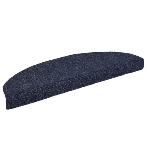 QJBSAVVA Stufenmatten Selbstklebend 15 Stück Blau Halbrund 65x21x4 cm Antirutsch Treppenteppich mit Lärmreduzierung für Innenbereich von QJBSAVVA