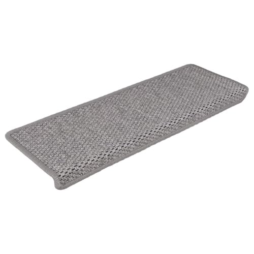 QJBSAVVA Stufenmatten Selbstklebend 30 Stück Sisal Optik 65x21x4cm Silber Moderner Antirutsch Teppich für Treppenstufen von QJBSAVVA