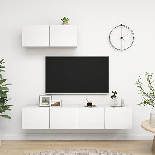 QJBSAVVA TV Hängeschrank Weiß Holzwerkstoff Modernes Design mit viel Stauraum für Wohnzimmer Schlafzimmer oder Flur von QJBSAVVA
