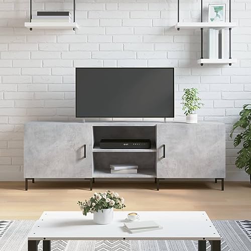 QJBSAVVA TV Schrank Betongrau 150x30x50 cm Holzwerkstoff mit Eisenbeinen und 4 Fächern für Wohnzimmer QJBSAVVA TV Schrank Betongrau 150x30x50 cm Holzwerkstoff mit Eisenbeinen und 4 Fächern für Wohnzimmer von QJBSAVVA