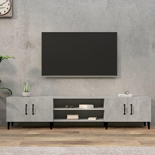QJBSAVVA TV-Schrank Betongrau Moderner TV-Stand mit 4 Fächern & 4 Türen aus Holzwerkstoff & Metall für Wohnzimmer QJBSAVVA TV-Schrank Betongrau Moderner TV-Stand mit 4 Fächern & 4 Türen aus Holzwerkstoff & Metall für Wohnzimmer von QJBSAVVA