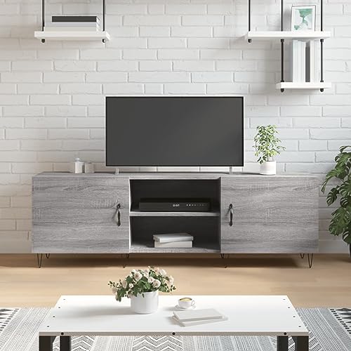 QJBSAVVA TV Schrank Grau Sonoma 150x30x50 cm Holzwerkstoff mit Eisenbeinen - Moderner TV Lowboard für Wohnzimmer mit 4 Fächern und praktischer Tür QJBSAVVA TV Schrank Grau Sonoma 150x30x50 cm Holzwerkstoff mit Eisenbeinen - Moderner TV Lowboard für Wohnzimmer mit 4 Fächern und praktischer Tür von QJBSAVVA
