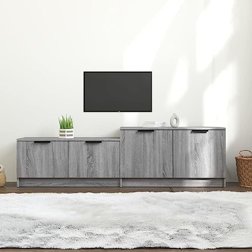 QJBSAVVA TV-Schrank Grau Sonoma aus Holzwerkstoff mit 4 Türen und 2 Fächern, moderner TV-Ständer für Wohnzimmer QJBSAVVA TV-Schrank Grau Sonoma aus Holzwerkstoff mit 4 Türen und 2 Fächern, moderner TV-Ständer für Wohnzimmer von QJBSAVVA