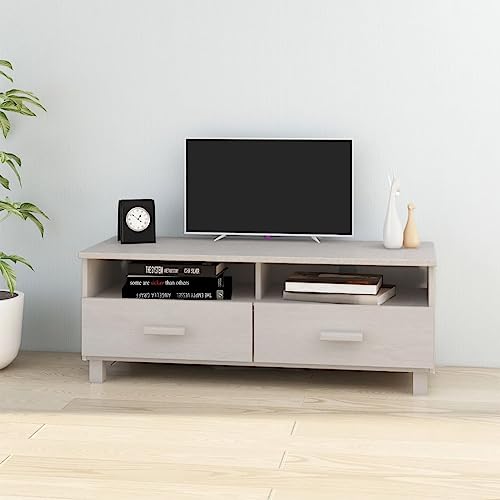 QJBSAVVA TV Schrank HAMAR aus massivem Kiefernholz weiß 106x40x40 cm mit 2 Schubladen und 2 Fächern für Wohnzimmer und Büro QJBSAVVA TV Schrank HAMAR aus massivem Kiefernholz weiß 106x40x40 cm mit 2 Schubladen und 2 Fächern für Wohnzimmer und Büro von QJBSAVVA