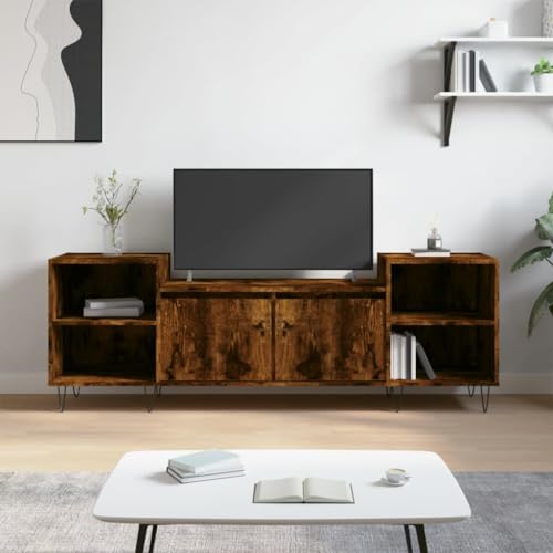 QJBSAVVA TV-Schrank Räuchereiche 160x35x55 cm aus Holzwerkstoff mit 6 Fächern und praktischen Türen für Wohnzimmer QJBSAVVA TV-Schrank Räuchereiche 160x35x55 cm aus Holzwerkstoff mit 6 Fächern und praktischen Türen für Wohnzimmer von QJBSAVVA