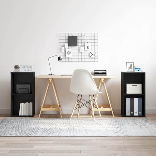 QJBSAVVA TV Schrank Set 2 Stück Schwarze Eiche Moderner TV Sideboard mit Modularen Würfelfächern Stauraum für Wohnzimmer von QJBSAVVA