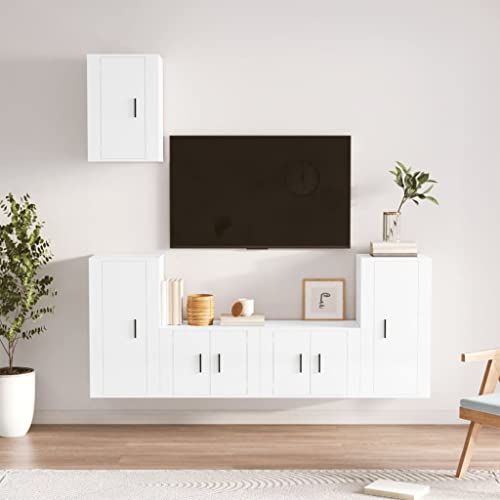QJBSAVVA TV Schrank Set Hochglanz-Weiß aus Holzwerkstoff - Modernes Design mit viel Stauraum für Wohnzimmer und Wohnwand von QJBSAVVA