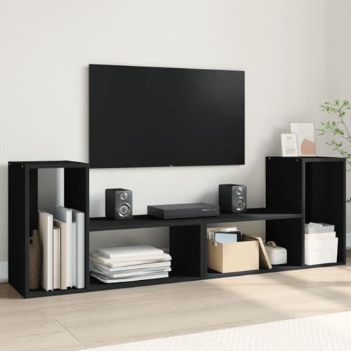 QJBSAVVA TV-Schrank Sideboard Lowboard aus Holzwerkstoff Schwarz 75x30x50 cm Modernes Design mit 4 Fächern für Wohnzimmer und Schlafzimmer QJBSAVVA TV-Schrank Sideboard Lowboard aus Holzwerkstoff Schwarz 75x30x50 cm Modernes Design mit 4 Fächern für Wohnzimmer und Schlafzimmer von QJBSAVVA