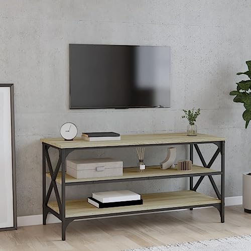 QJBSAVVA TV Schrank Sonoma Eiche 100x40x50 cm Moderner TV Ständer mit Industriestil Design Robust & Stabil mit Eisenrahmen Viel Stauraum für Wohnzimmer Büro oder Schlafzimmer QJBSAVVA TV Schrank Sonoma Eiche 100x40x50 cm Moderner TV Ständer mit Industriestil Design Robust & Stabil mit Eisenrahmen Viel Stauraum für Wohnzimmer Büro oder Schlafzimmer von QJBSAVVA