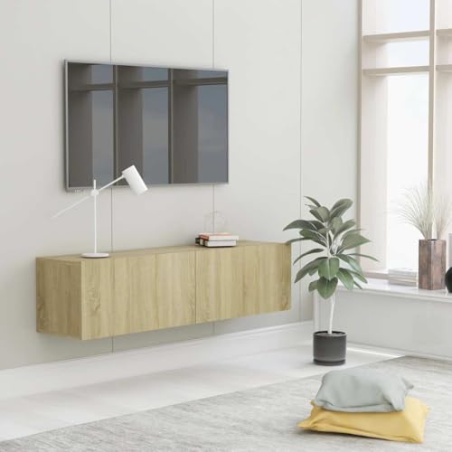 QJBSAVVA TV Schrank Sonoma-Eiche Moderner TV Unterschrank aus Holzwerkstoff mit 2 Fächern und Klapptüren 120x30x30 cm für Wohnzimmer von QJBSAVVA