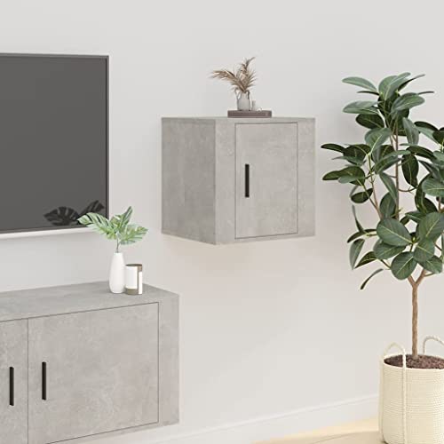 QJBSAVVA TV Schrank Wandmontage Betongrau Holzwerkstoff Modernes Design Stauraum für Wohnzimmer Schlafzimmer von QJBSAVVA