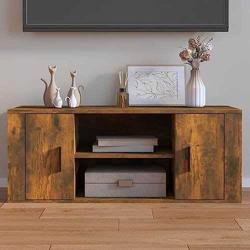 QJBSAVVA TV-Schrank aus Holzwerkstoff in Räuchereiche 100x35x40 cm mit 4 Fächern und praktischen Türen für Wohnzimmer und mehr QJBSAVVA TV-Schrank aus Holzwerkstoff in Räuchereiche 100x35x40 cm mit 4 Fächern und praktischen Türen für Wohnzimmer und mehr von QJBSAVVA