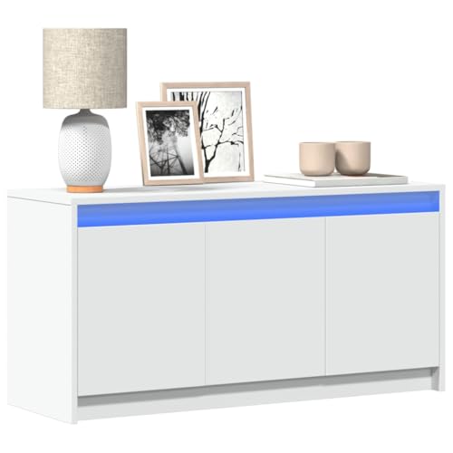 QJBSAVVA TV Schrank mit LED Beleuchtung, Weiß, Holzwerkstoff, Modernes Design mit RGB-LEDs, Stabile Oberplatte, Reichlich Stauraum, für Wohnzimmer QJBSAVVA TV Schrank mit LED Beleuchtung, Weiß, Holzwerkstoff, Modernes Design mit RGB-LEDs, Stabile Oberplatte, Reichlich Stauraum, für Wohnzimmer von QJBSAVVA