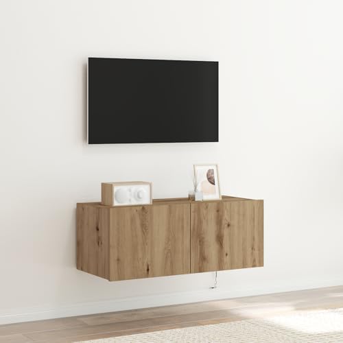 QJBSAVVA TV-Schrank mit LED-Beleuchtung Artisan Eiche Lowboard Fernseher Schrank 80x35x31 cm Braun für Wohnzimmer Modernes Design und Stauraum QJBSAVVA TV-Schrank mit LED-Beleuchtung Artisan Eiche Lowboard Fernseher Schrank 80x35x31 cm Braun für Wohnzimmer Modernes Design und Stauraum von QJBSAVVA