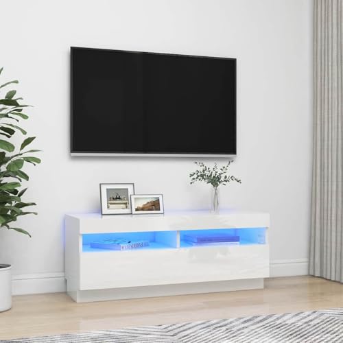 QJBSAVVA TV Schrank mit RGB LED Beleuchtung Hochglanz Weiß Modernes Design TV Board Lowboard aus Holzwerkstoff 100x35x40 cm für Wohnzimmer QJBSAVVA TV Schrank mit RGB LED Beleuchtung Hochglanz Weiß Modernes Design TV Board Lowboard aus Holzwerkstoff 100x35x40 cm für Wohnzimmer von QJBSAVVA