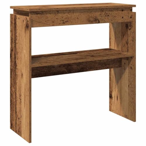 QJBSAVVA Teetisch Bartisch Kleiner Tisch Balkontisch Klein - Konsolentisch Altholz-Optik 80x30x80 cm Holzwerkstoff für Wohnzimmer Balkon Küche Lernbüro QJBSAVVA Teetisch Bartisch Kleiner Tisch Balkontisch Klein - Konsolentisch Altholz-Optik 80x30x80 cm Holzwerkstoff für Wohnzimmer Balkon Küche Lernbüro von QJBSAVVA