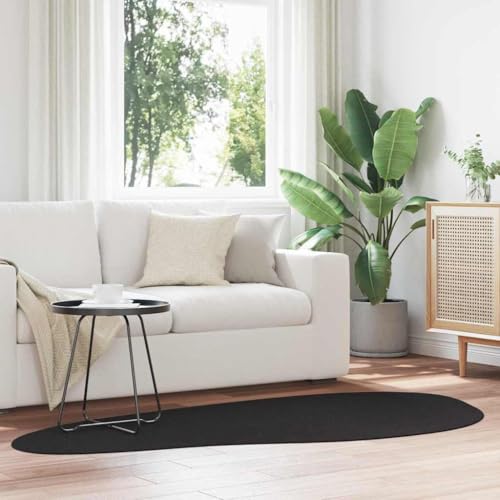 QJBSAVVA Teppich Schwarz 100 x 200 cm Moderner Läufer mit Matte Oberfläche aus Polyester Weich und Langlebig für Wohnzimmer Schlafzimmer und Flur von QJBSAVVA