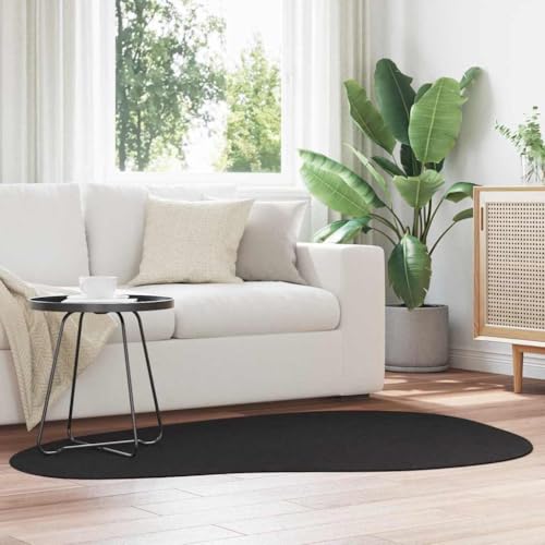 QJBSAVVA Teppich Schwarz 120 x 170 cm Moderner Wohnzimmerteppich mit Matte Oberfläche aus Robustem Polyester für Schlafzimmer Flur und Balkon von QJBSAVVA