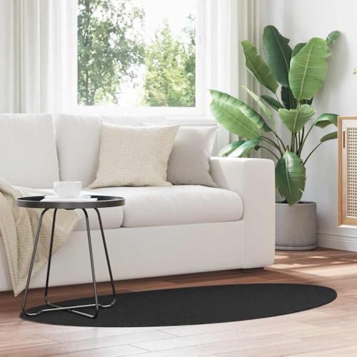 QJBSAVVA Teppich Schwarz 80 x 150 cm Moderne Matte Oberfläche Robuster Synthetikstoff Lässiges Design für Wohnzimmer Schlafzimmer und Flur von QJBSAVVA