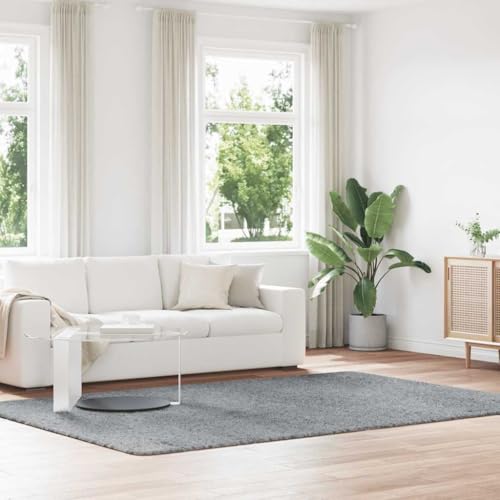 QJBSAVVA Teppich Shaggy Hochflor NAVARRA Hellgrau 200x290 cm Polyester Robuster und Bequemer Wohnzimmerteppich mit Rutschfester Unterseite für Balkon Schlafzimmer und Büro von QJBSAVVA