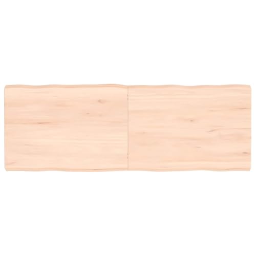 QJBSAVVA Tischplatte 140x50 cm Massiv Eiche Baumkante Unbehandelt Klappbar als Küchenarbeitsplatte oder Outdoor Schreibtischplatte für Esszimmer Balkon und Büro von QJBSAVVA
