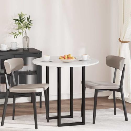 QJBSAVVA Tischplatte 80 cm rund Hochglanz Weiß aus Holzwerkstoff 1,5 cm dünn Modernes Design Robust & Langlebig als Esstisch- oder Schreibtischplatte für Wohnzimmer Büro Küche von QJBSAVVA