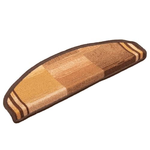 QJBSAVVA Treppenmatten Braun 65x21x4 cm 10 Stück Selbstklebend Antirutsch Teppichstufen aus 100% Polyamid für Innenbereich von QJBSAVVA