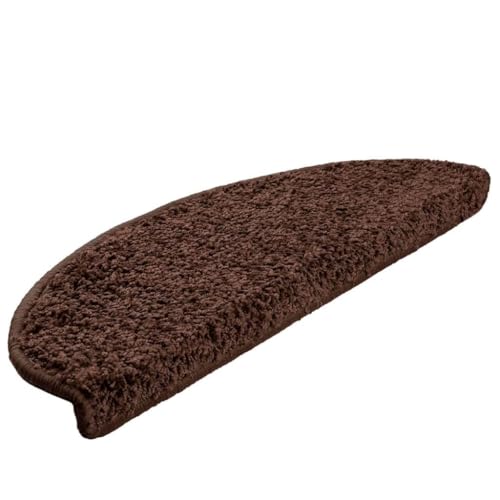 QJBSAVVA Treppenmatten Braun 65x21x4 cm 30 Stück Selbstklebende Stufenmatten aus 100% PP mit 700g/m² Florgewicht für Innenbereich von QJBSAVVA