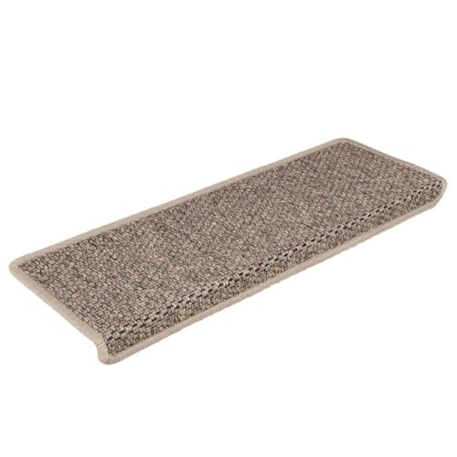 QJBSAVVA Treppenmatten Selbstklebend 15 Stück Sisal Look 65x21x4cm Dunkelbeige Antirutsch Stufenmatten für Innenbereich von QJBSAVVA