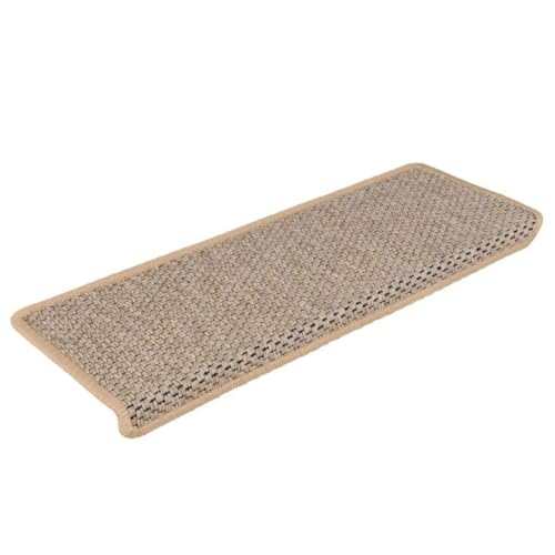 QJBSAVVA Treppenmatten Selbstklebend 15 Stück Sisal Look Hellbeige 65x21cm Antirutsch Stufenmatten für Innenbereich von QJBSAVVA