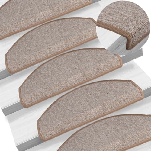QJBSAVVA Treppenmatten Set 15 Stück Hellbraun 65 x 24 cm Selbstklebende Antirutschmatten für Stufen mit Geräuschdämmung und Wärmeschutz von QJBSAVVA